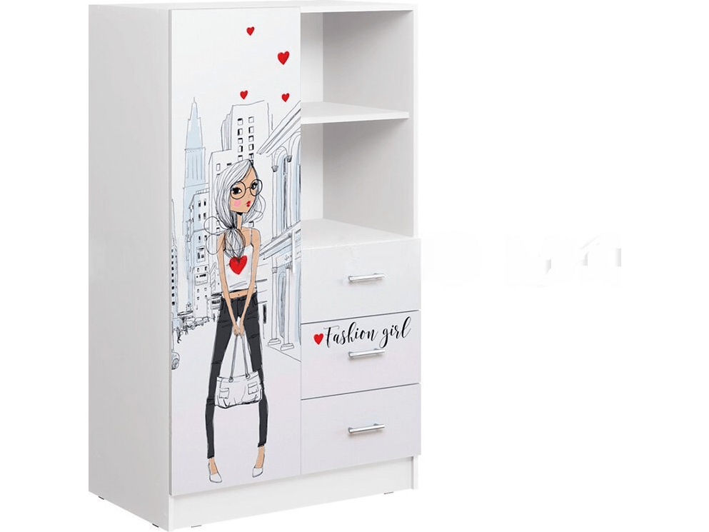 Вега NEW Girl Шкаф комбинированный (Белый / Белый глянец) - фото №1
