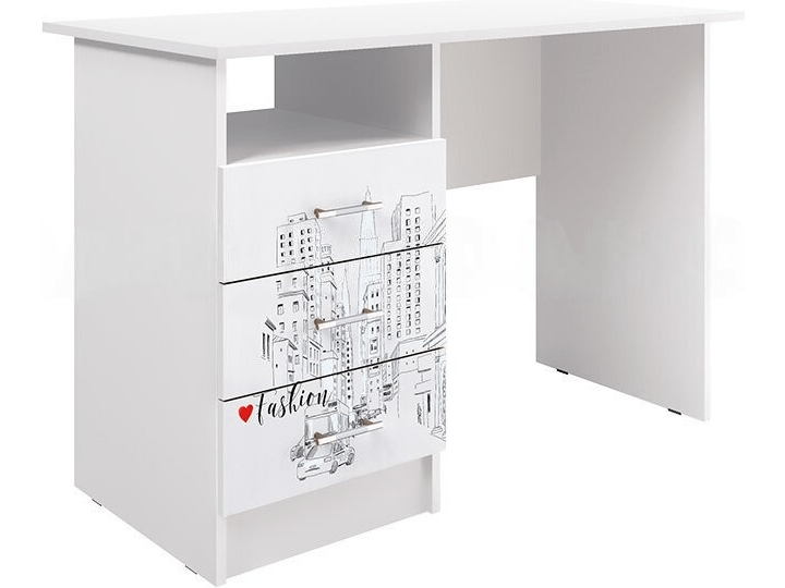 Вега NEW Girl Стол письменный (Белый / Белый глянец) - фото №1