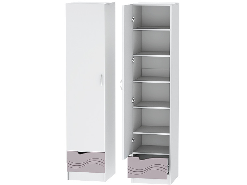 Детский Пенал Бриз МДФ, Белый/Ирис (Волна) - фото №1