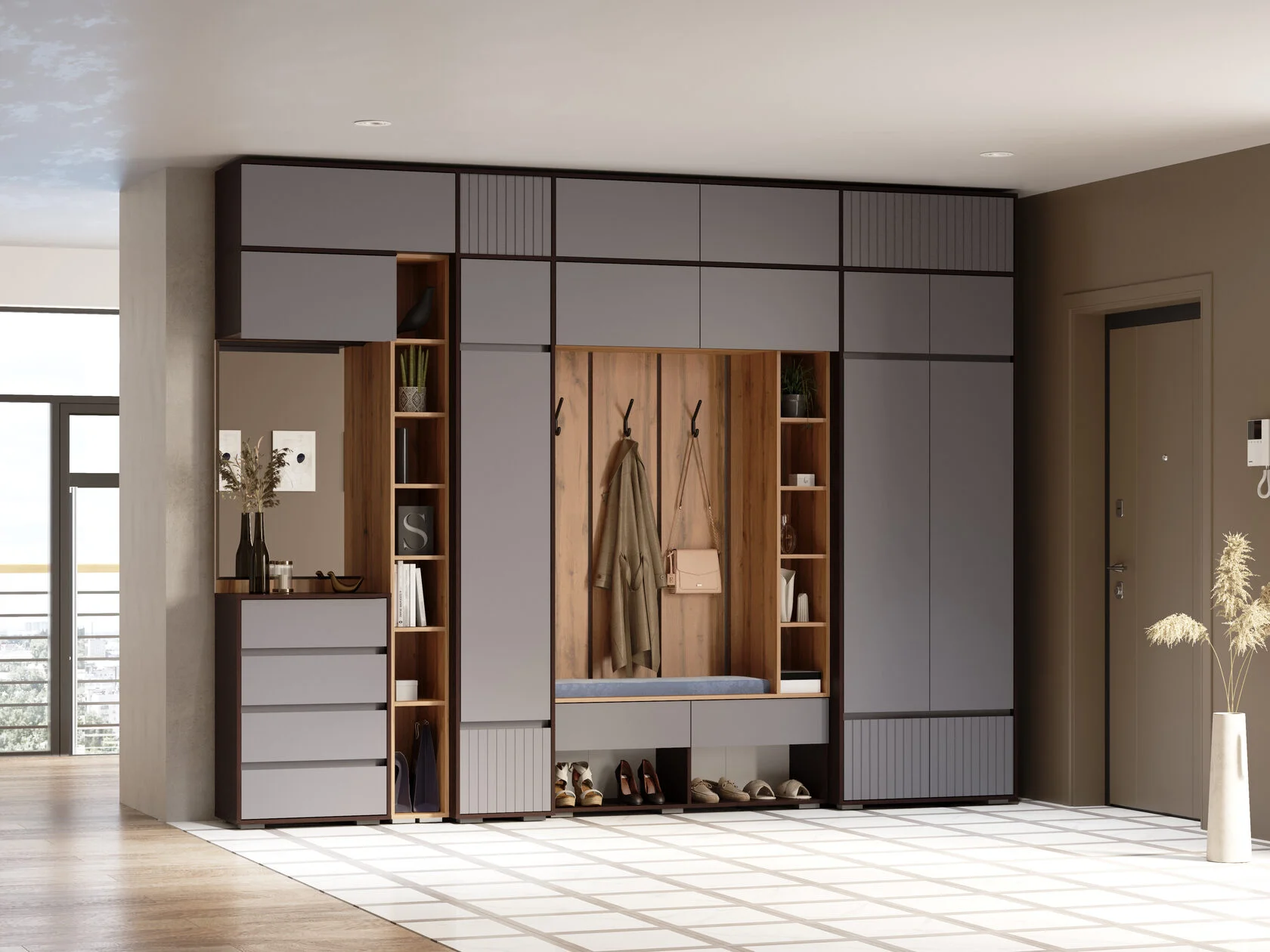 Роут венге / дуб вотан / графит софт Прихожая - фото №3