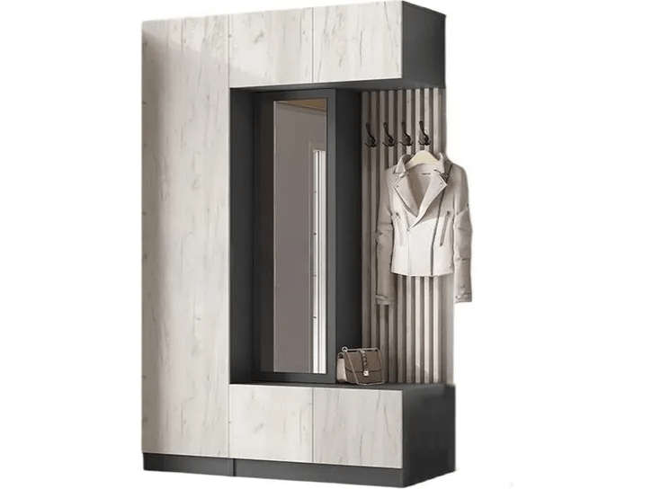 Модульная прихожая Роджинамиф, композиция 1 (Крафт белый, Графит) - фото №1