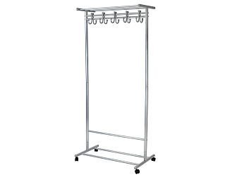 Вешалка напольная на колесах М 9 металлик с крючками - фото №1