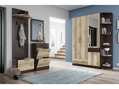 Модульная прихожая Денвер, набор 3, Венге/Дуб делано - фото №1, mdmtx-mk-49